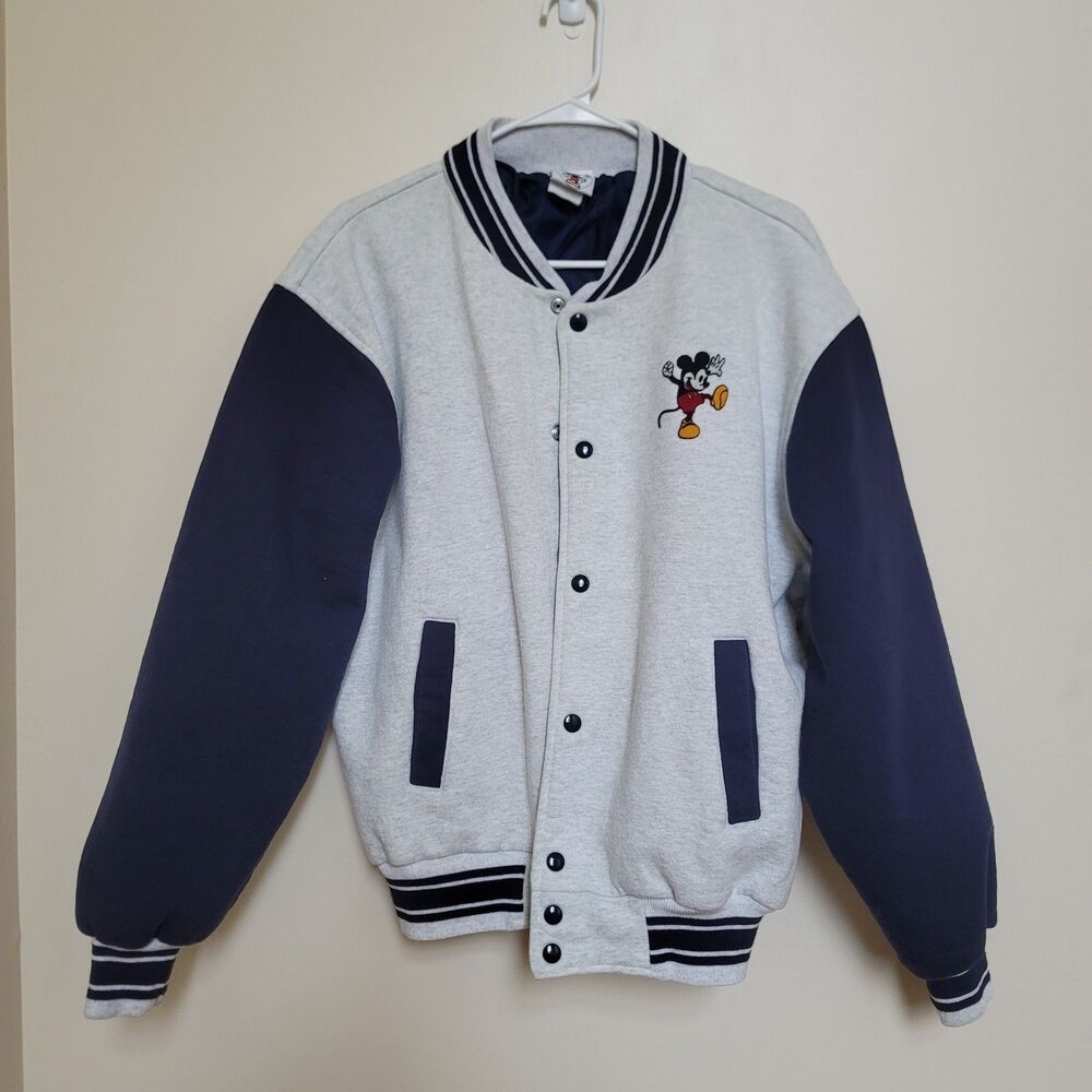 90's Vintage Disney Mickey & Co. Mouse Varsity Jacket Coat Size Large Snaps